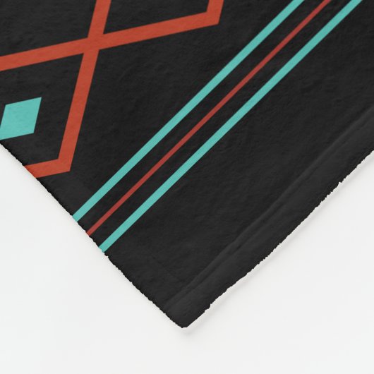 Aztec Rusts Aquamarines Schwarz Mixed Motifs-Muste Fleecedecke (Ecke)
