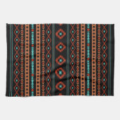 Aztec Rusts Aquamarines Schwarz Mixed Motifs-Muste Geschirrtuch (Horizontal)