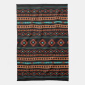 Aztec Rusts Aquamarines Schwarz Mixed Motifs-Muste Geschirrtuch (Vertikal)