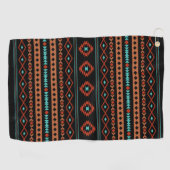 Aztec Rusts Aquamarines Schwarz Mixed Motifs-Muste Golfhandtuch (Horizontal)