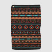 Aztec Rusts Aquamarines Schwarz Mixed Motifs-Muste Golfhandtuch (Vorderseite)