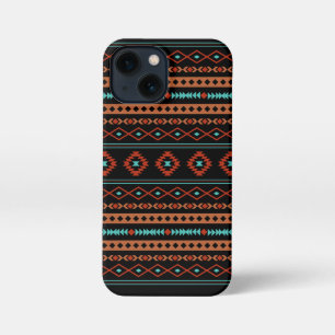 Aztec Rusts Aquamarines Schwarz Mixed Motifs-Muste iPhone 13 Mini Hülle