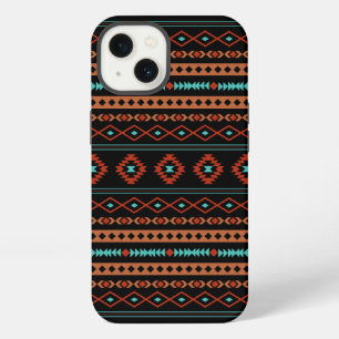 Aztec Rusts Aquamarines Schwarz Mixed Motifs-Muste iPhone 13 Hülle