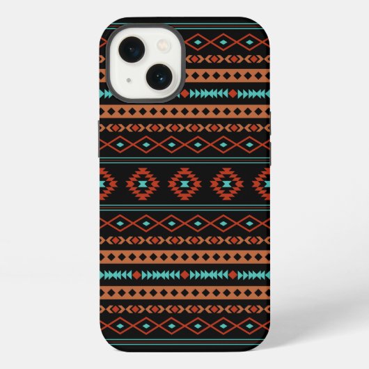 Aztec Rusts Aquamarines Schwarz Mixed Motifs-Muste iPhone Hülle (Rückseite)