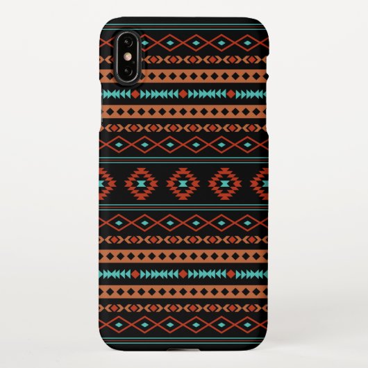 Aztec Rusts Aquamarines Schwarz Mixed Motifs-Muste iPhone Hülle (Rückseite)