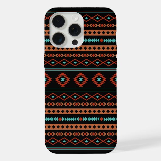 Aztec Rusts Aquamarines Schwarz Mixed Motifs-Muste iPhone Hülle (Rückseite)