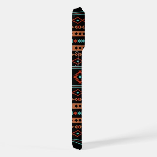 Aztec Rusts Aquamarines Schwarz Mixed Motifs-Muste iPhone Hülle (Rechte Seite)