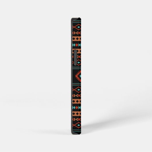 Aztec Rusts Aquamarines Schwarz Mixed Motifs-Muste iPhone Hülle (Rechte Seite)