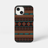 Aztec Rusts Aquamarines Schwarz Mixed Motifs-Muste iPhone Hülle (Rückseite)