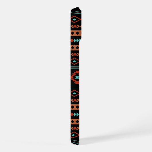 Aztec Rusts Aquamarines Schwarz Mixed Motifs-Muste iPhone Hülle (Rechte Seite)