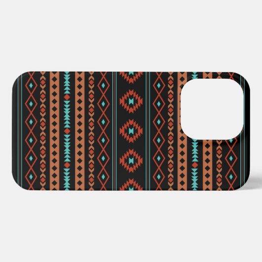 Aztec Rusts Aquamarines Schwarz Mixed Motifs-Muste iPhone Hülle (Rückseite (Horizontal))