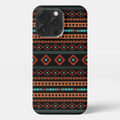 Aztec Rusts Aquamarines Schwarz Mixed Motifs-Muste iPhone Hülle (Rückseite)