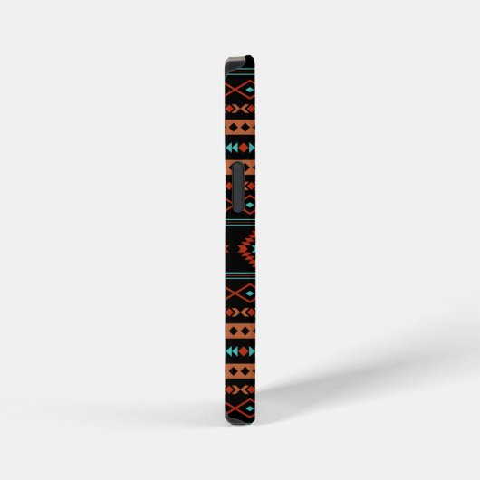 Aztec Rusts Aquamarines Schwarz Mixed Motifs-Muste iPhone Hülle (Rechte Seite)