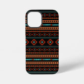 Aztec Rusts Aquamarines Schwarz Mixed Motifs-Muste iPhone Hülle (Rückseite)