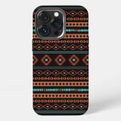 Aztec Rusts Aquamarines Schwarz Mixed Motifs-Muste iPhone Hülle (Hinten)