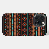 Aztec Rusts Aquamarines Schwarz Mixed Motifs-Muste iPhone Hülle (Rückseite (Horizontal))