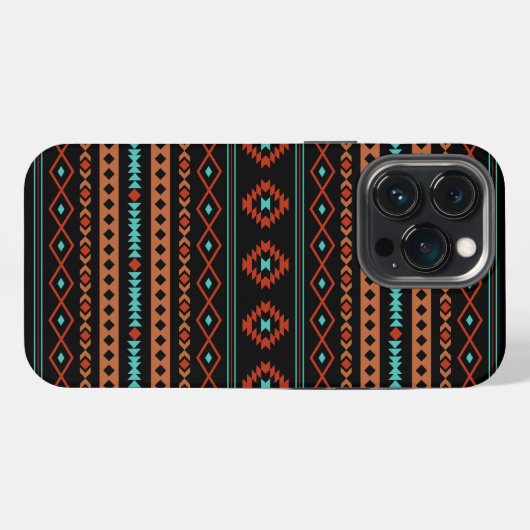 Aztec Rusts Aquamarines Schwarz Mixed Motifs-Muste iPhone Hülle (Rückseite (Horizontal))