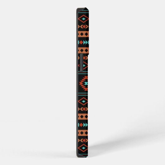 Aztec Rusts Aquamarines Schwarz Mixed Motifs-Muste iPhone Hülle (Rechte Seite)