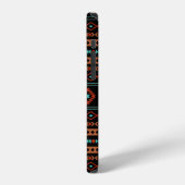 Aztec Rusts Aquamarines Schwarz Mixed Motifs-Muste iPhone Hülle (Linke Seite)