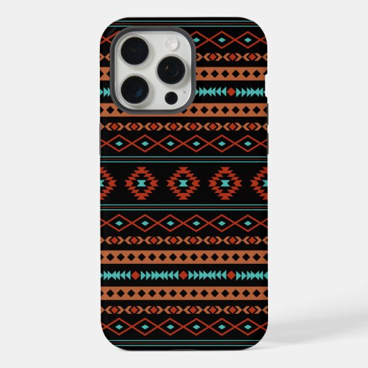 Aztec Rusts Aquamarines Schwarz Mixed Motifs-Muste iPhone Hülle (Rückseite)