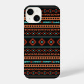 Aztec Rusts Aquamarines Schwarz Mixed Motifs-Muste iPhone Hülle (Rückseite)