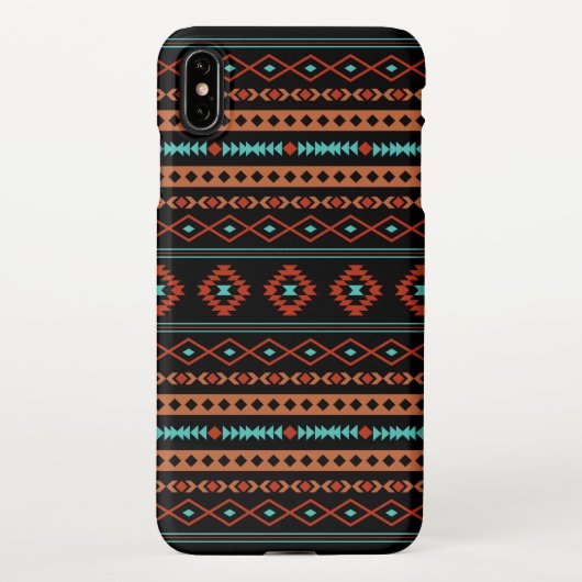 Aztec Rusts Aquamarines Schwarz Mixed Motifs-Muste iPhone Hülle (Rückseite)
