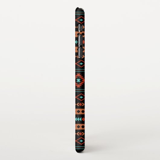 Aztec Rusts Aquamarines Schwarz Mixed Motifs-Muste iPhone Hülle (Linke Seite)