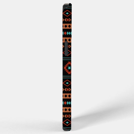 Aztec Rusts Aquamarines Schwarz Mixed Motifs-Muste iPhone Hülle (Rechte Seite)