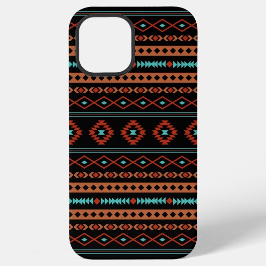 Aztec Rusts Aquamarines Schwarz Mixed Motifs-Muste iPhone Hülle (Rückseite)
