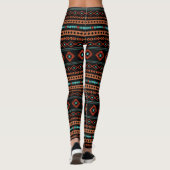 Aztec Rusts Aquamarines Schwarz Mixed Motifs-Muste Leggings (Rückseite)