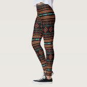 Aztec Rusts Aquamarines Schwarz Mixed Motifs-Muste Leggings (Links)