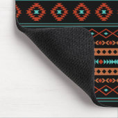 Aztec Rusts Aquamarines Schwarz Mixed Motifs-Muste Mousepad (Ecke)