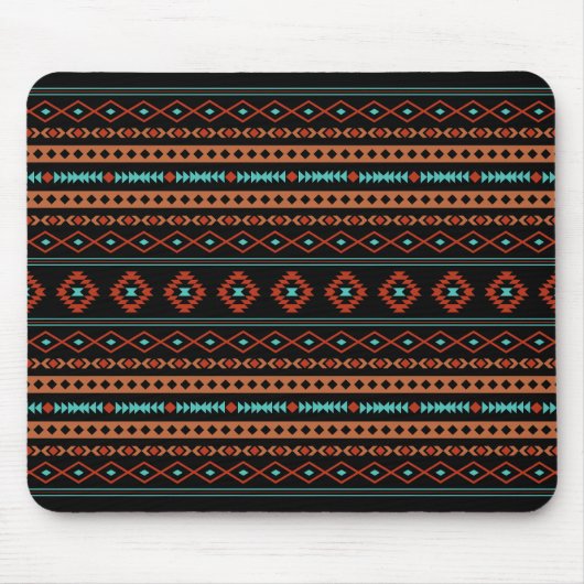 Aztec Rusts Aquamarines Schwarz Mixed Motifs-Muste Mousepad (Vorne)