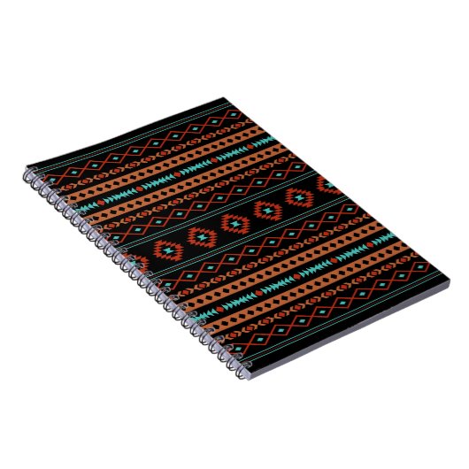 Aztec Rusts Aquamarines Schwarz Mixed Motifs-Muste Notizblock (Rechte Seite)