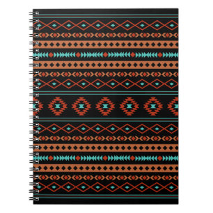 Aztec Rusts Aquamarines Schwarz Mixed Motifs-Muste Notizblock