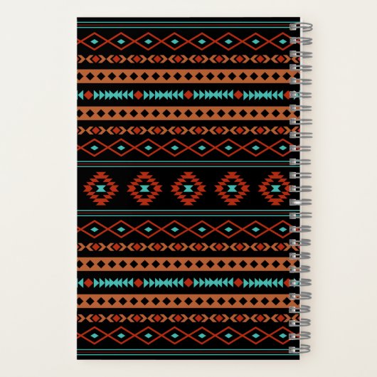 Aztec Rusts Aquamarines Schwarz Mixed Motifs-Muste Notizblock (Rückseite)