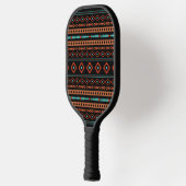 Aztec Rusts Aquamarines Schwarz Mixed Motifs-Muste Pickleball Schläger (Links)