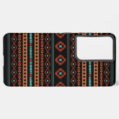 Aztec Rusts Aquamarines Schwarz Mixed Motifs-Muste Samsung Galaxy Hülle (Linke Seite)