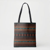Aztec Rusts Aquamarines Schwarz Mixed Motifs-Muste Tasche (Vorderseite)