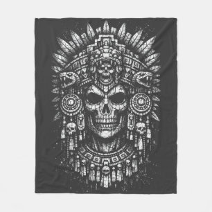 Aztec-Schädelkopfschmuck von BurnsInHell Fleecedecke