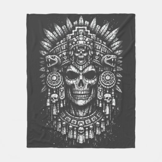 Aztec-Schädelkopfschmuck von BurnsInHell Fleecedecke (Vorderseite)