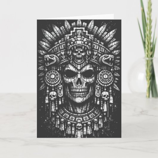 Aztec-Schädelkopfschmuck von BurnsInHell Karte (Vorderseite)