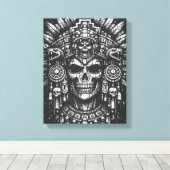 Aztec-Schädelkopfschmuck von BurnsInHell Leinwanddruck (Insitu (Holzboden))