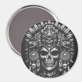 Aztec-Schädelkopfschmuck von BurnsInHell Magnet (Vorderseite/Rückseite)