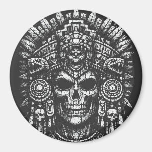 Aztec-Schädelkopfschmuck von BurnsInHell Magnet