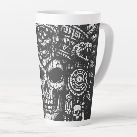 Aztec-Schädelkopfschmuck von BurnsInHell Milchtasse (Rechte Ecke)
