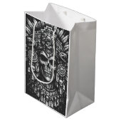 Aztec-Schädelkopfschmuck von BurnsInHell Mittlere Geschenktüte (Vorderseite Schrägansicht)