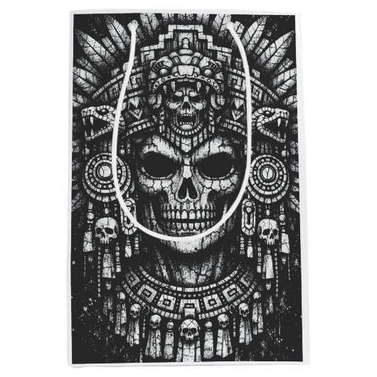 Aztec-Schädelkopfschmuck von BurnsInHell Mittlere Geschenktüte (Vorderseite)