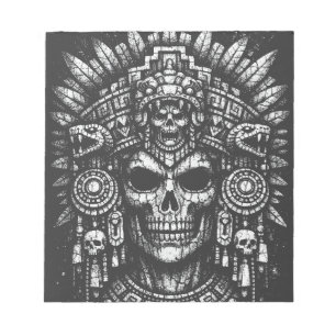 Aztec-Schädelkopfschmuck von BurnsInHell Notizblock