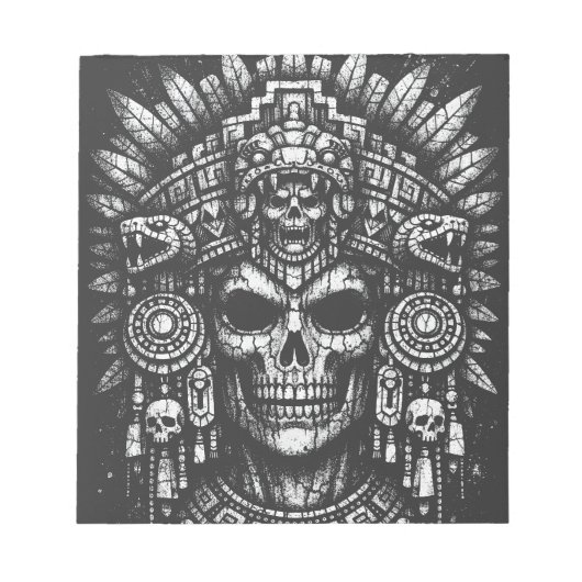 Aztec-Schädelkopfschmuck von BurnsInHell Notizblock (Vorderseite)